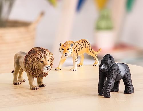 Terra by Battat Jungle Animal Figurines – 3-Pack of Realistic Lion, Tiger, and Gorilla Toys for Kids Age 3+