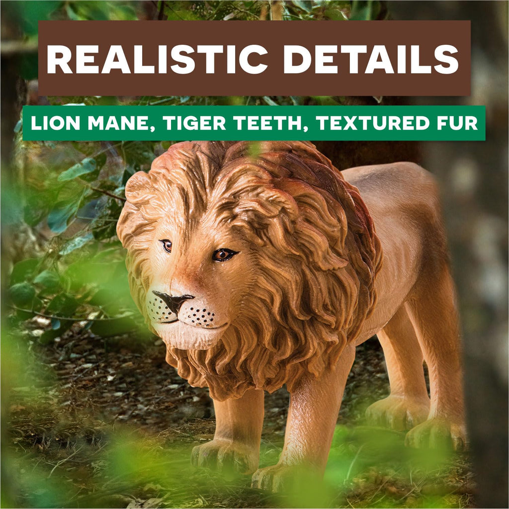 Terra by Battat Jungle Animal Figurines – 3-Pack of Realistic Lion, Tiger, and Gorilla Toys for Kids Age 3+