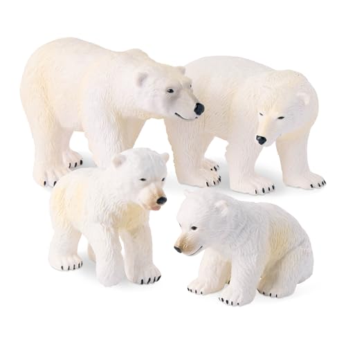 Terra by Battat Polar Bear Family – 4 Realistic Arctic Animal Figures for Kids Ages 3+
