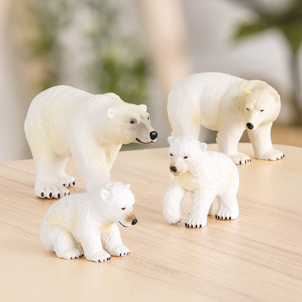 Terra by Battat Polar Bear Family – 4 Realistic Arctic Animal Figures for Kids Ages 3+