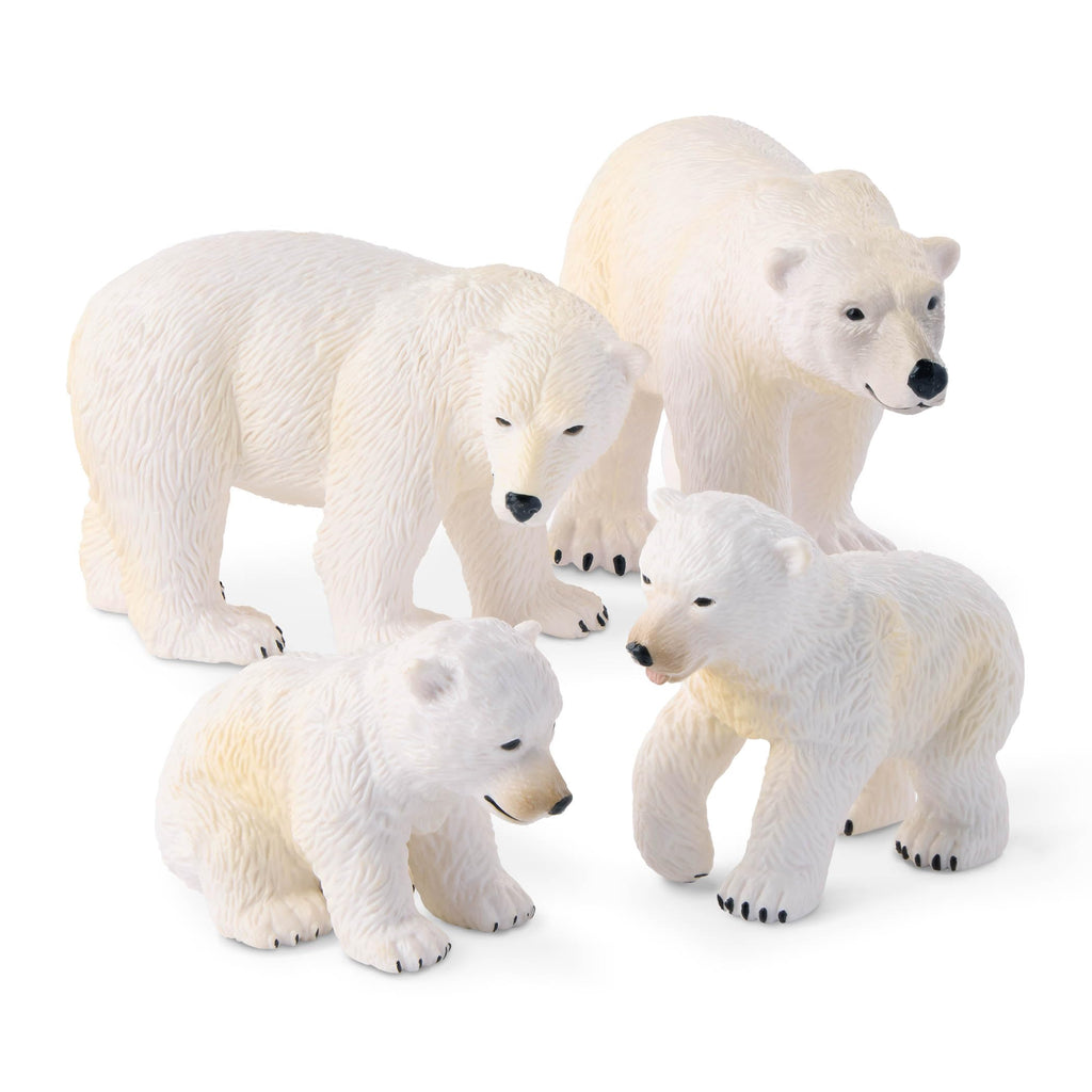 Terra by Battat Polar Bear Family – 4 Realistic Arctic Animal Figures for Kids Ages 3+