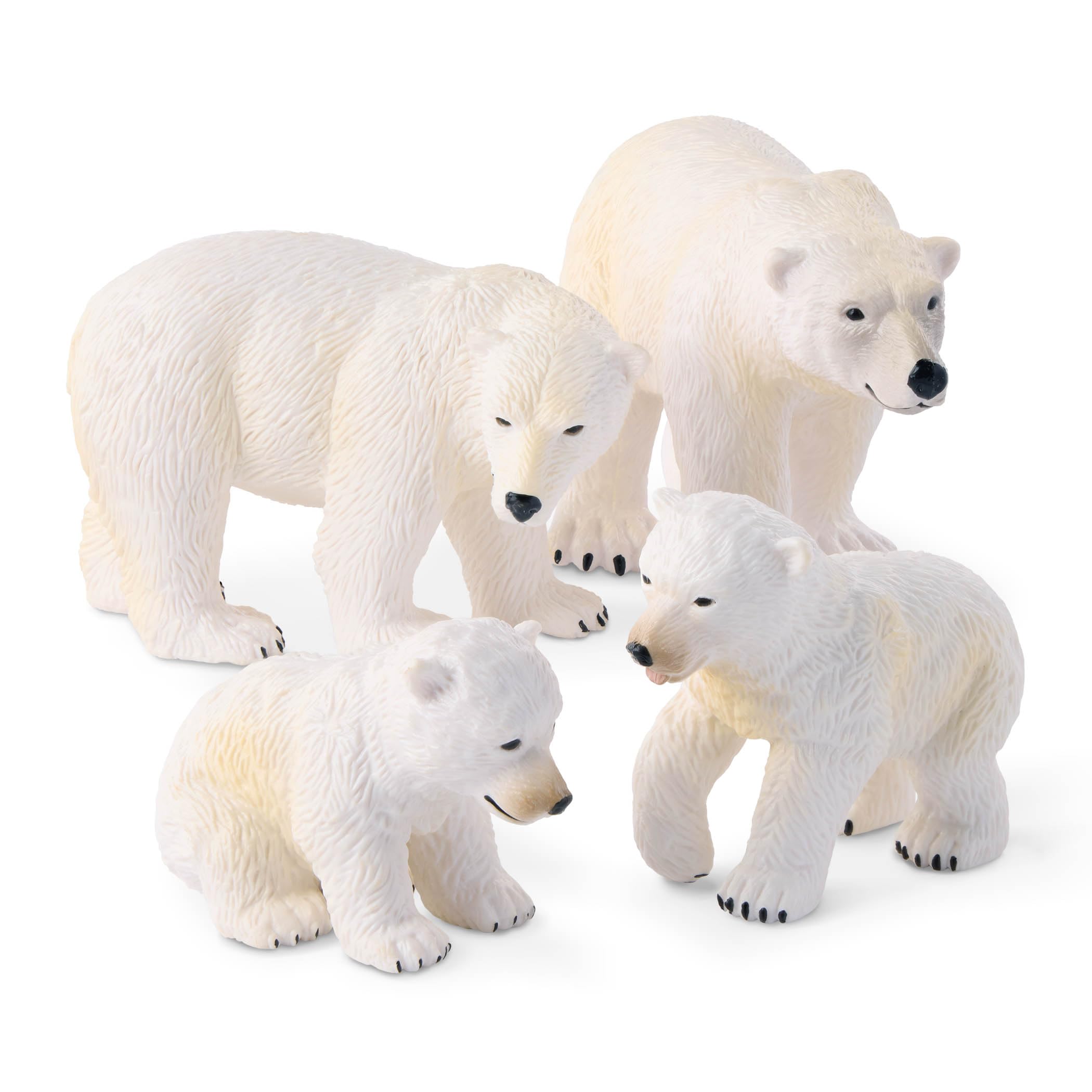 Terra by Battat Polar Bear Family – 4 Realistic Arctic Animal Figures for Kids Ages 3+
