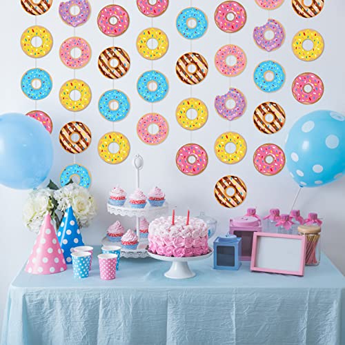 Tevxj 12-Pack Donut Birthday Party Banners - 96 Donut Decorations Garland Kit for Baby Shower, Classroom, Home Decor