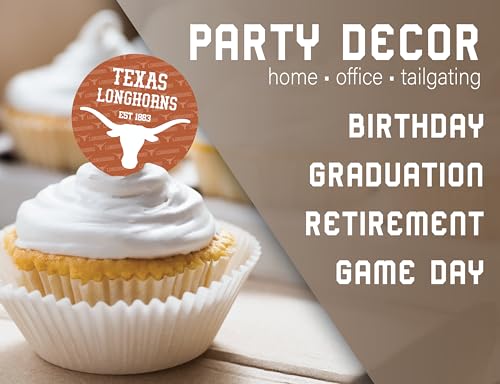 Texas Longhorns Cupcake Toppers – 24 Pack, PartyKandy, 3-4 Inch, Recyclable Paper Party Decor