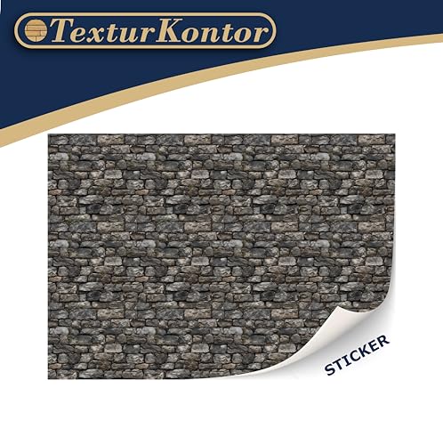 TexturKontor 3 Sheets Self-Adhesive Dollhouse Wall Cladding – 1:12 Scale Cottage Brick Design, DIN A4 Sticker Film