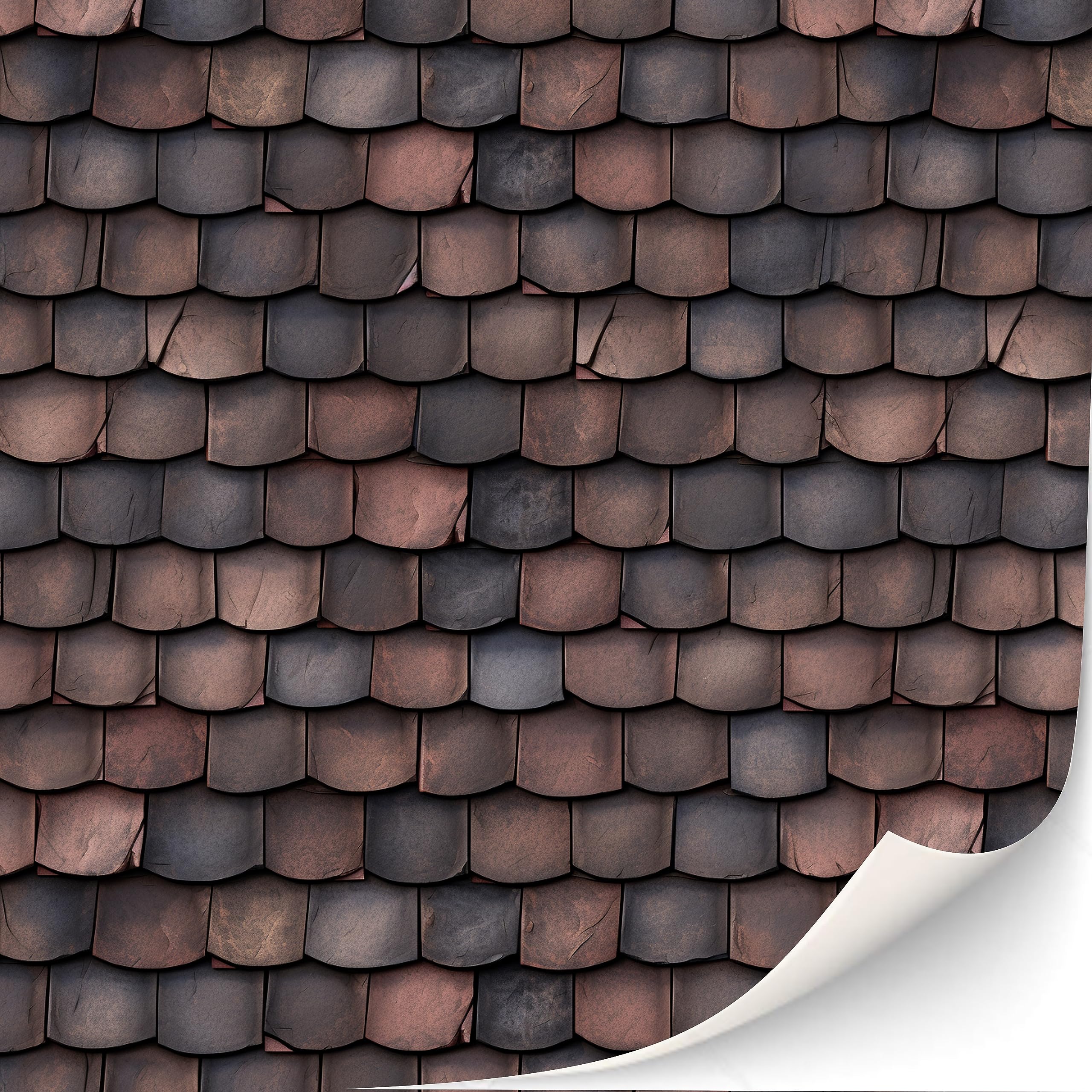 TexturKontor Self-Adhesive Roof Tile Sheets for 1:12 Scale Dollhouses – 3 Red Shingle Sheets, DIN A4