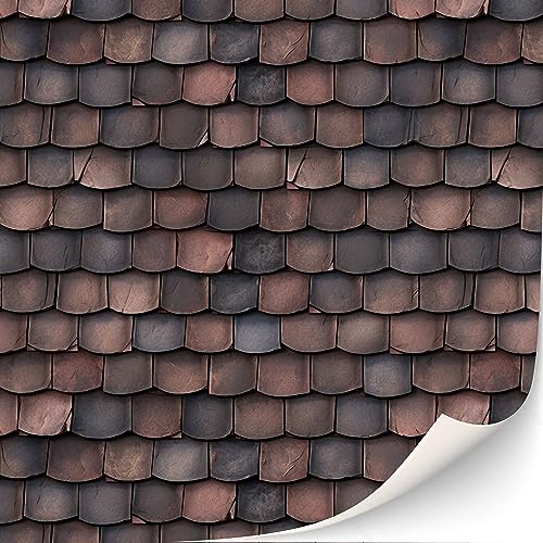 TexturKontor Self-Adhesive Roof Tile Sheets for 1:12 Scale Dollhouses – 3 Red Shingle Sheets, DIN A4