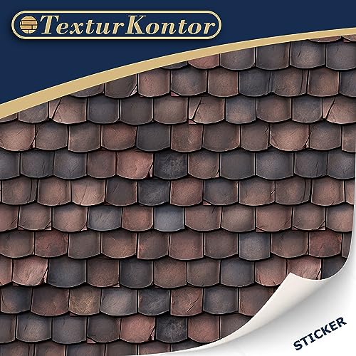 TexturKontor Self-Adhesive Roof Tile Sheets for 1:12 Scale Dollhouses – 3 Red Shingle Sheets, DIN A4