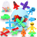 Texviko 20-Pack Space Suction Bath Toys with Eggshell Bag – Silicone No-Hole Bath Toys for Toddlers 3-6 Years
