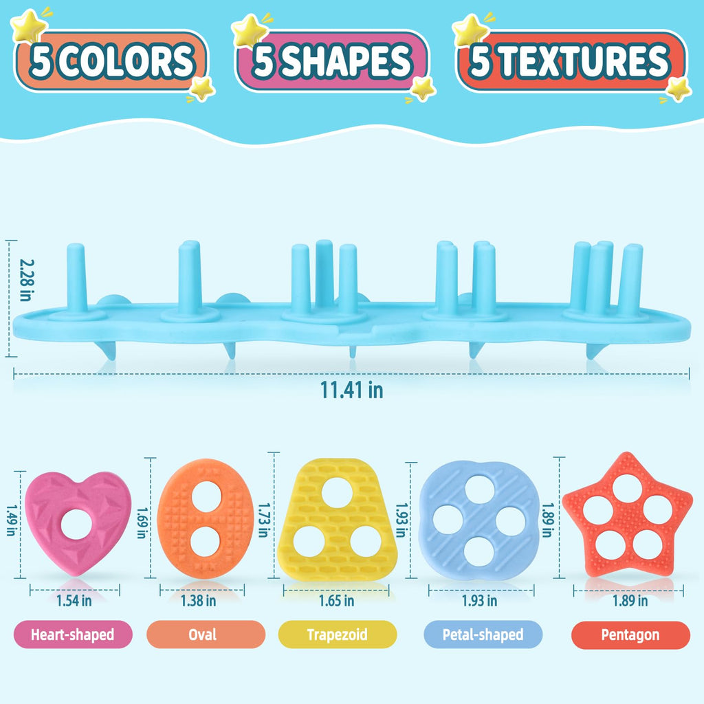 Texviko Baby Bath Toy Set – Mold-Free Silicone Shape Sorting & Stacking Toy with 20 Floating Pieces