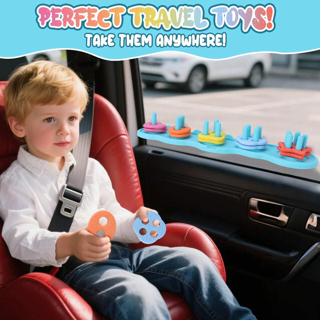 Texviko Baby Bath Toy Set – Mold-Free Silicone Shape Sorting & Stacking Toy with 20 Floating Pieces