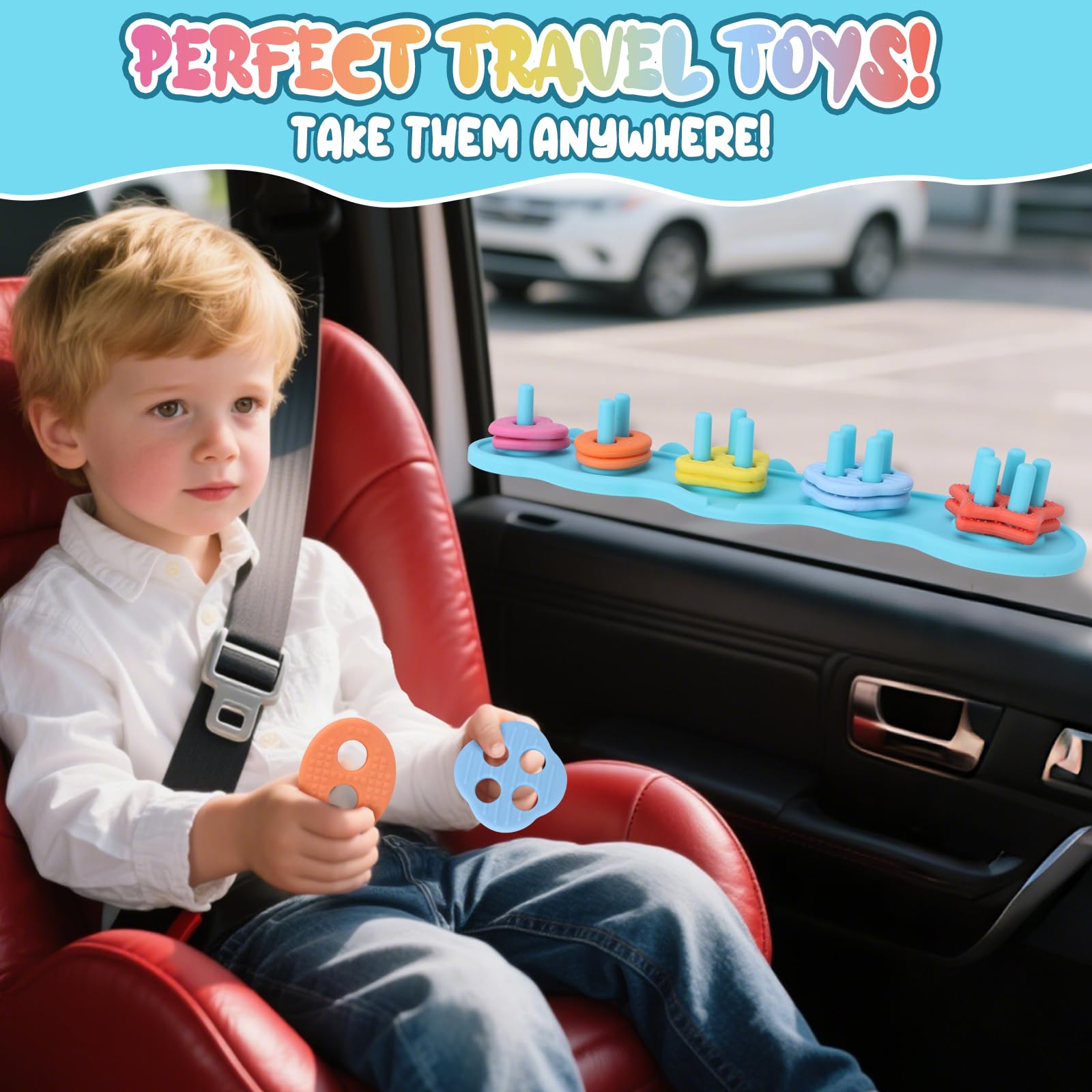 Texviko Baby Bath Toy Set – Mold-Free Silicone Shape Sorting & Stacking Toy with 20 Floating Pieces