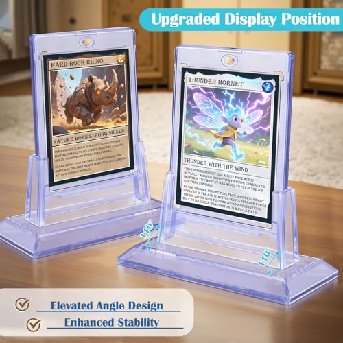 TGBet Magnetic Card Holders 2-Pack: 35pt Acrylic Display Cases with Stands for Standard Trading Cards