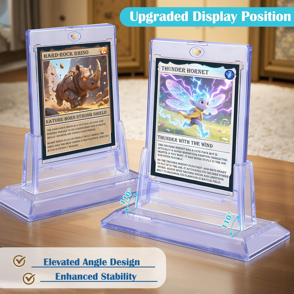 TGBet Magnetic Card Holders 2-Pack: 35pt Acrylic Display Cases with Stands for Standard Trading Cards