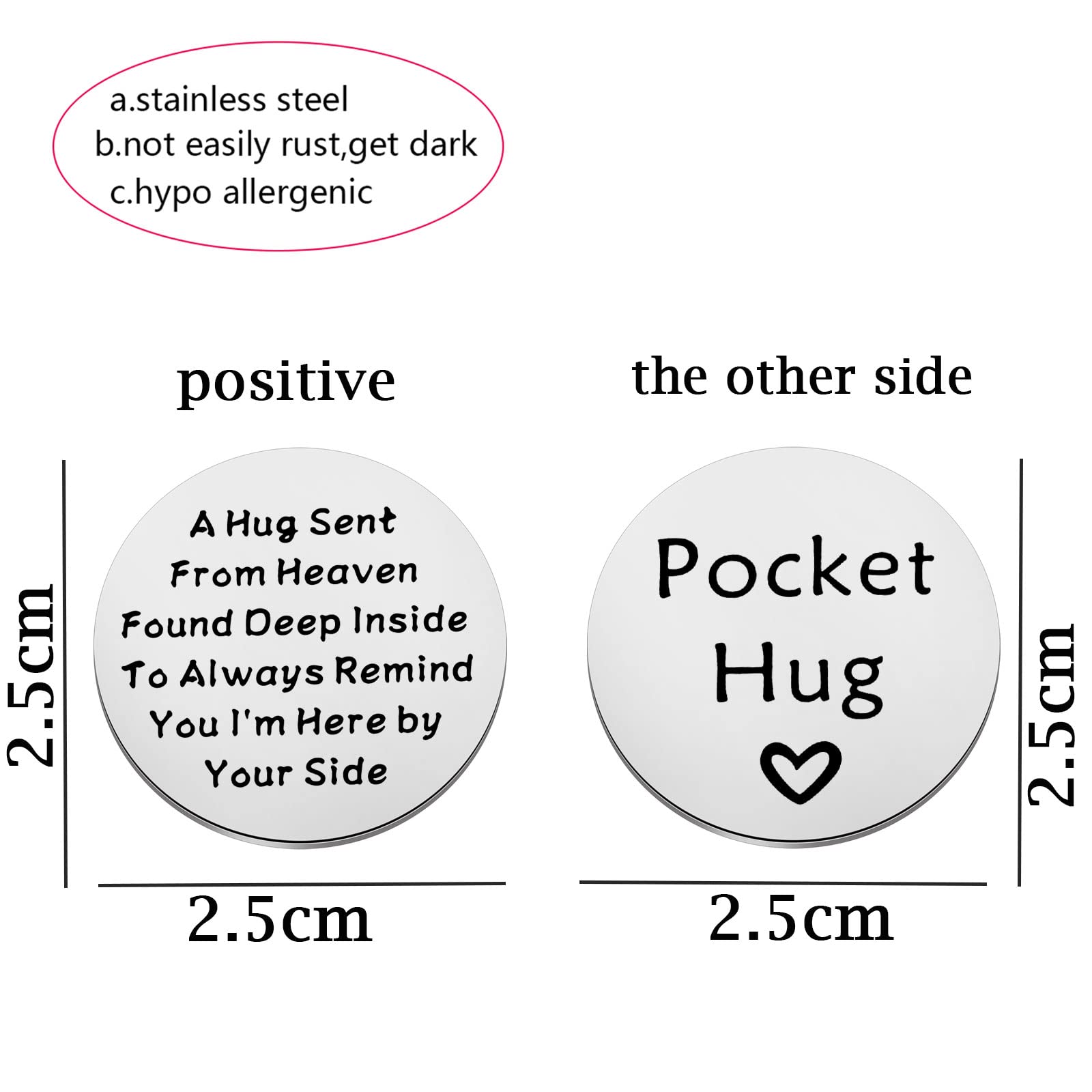 TGBJE Memorial Hug Token – Stainless Steel Sympathy Coin for Bereavement Gift