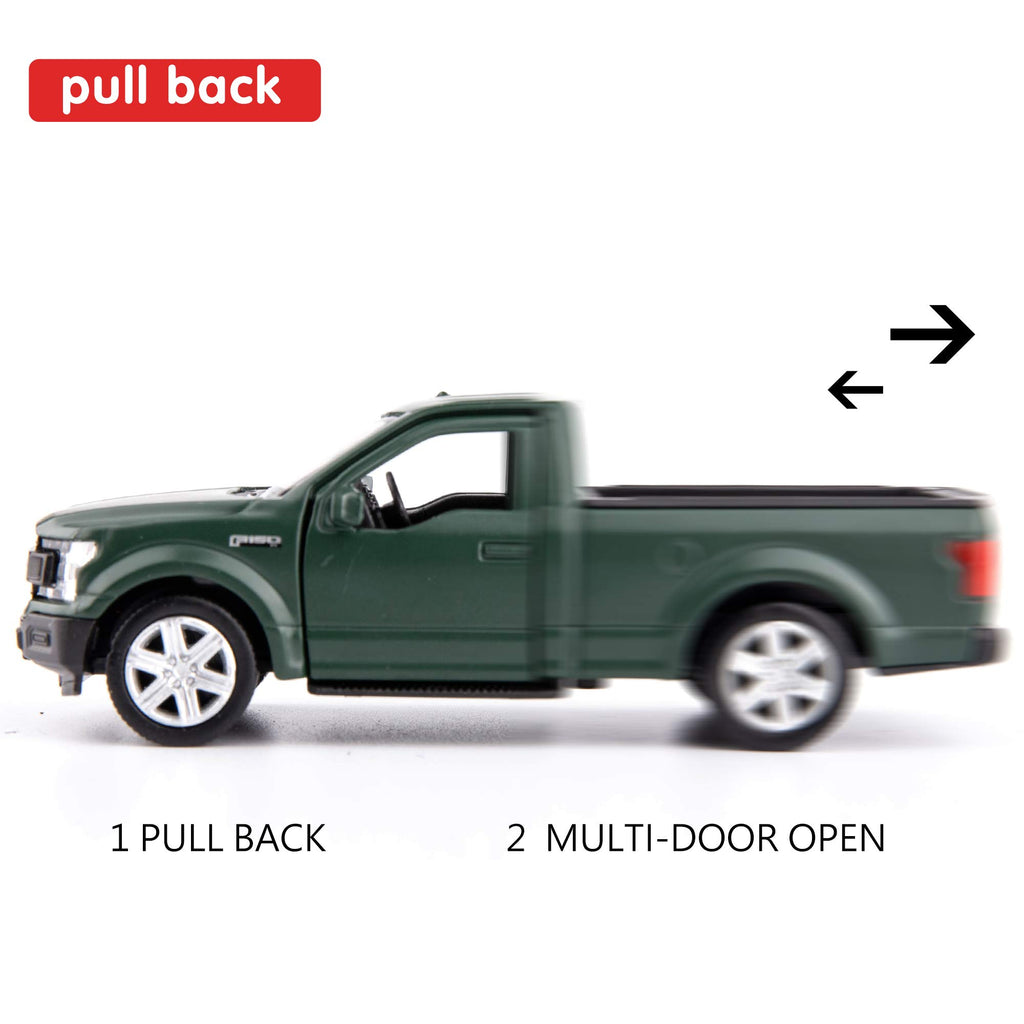 TGRCM-CZ 1/36 Ford F150 Pickup Truck Die-Cast Model - Dark Green Pull-Back Toy Car for Kids Ages 3+