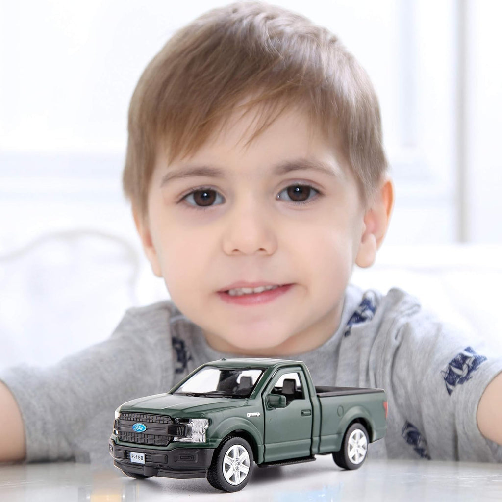 TGRCM-CZ 1/36 Ford F150 Pickup Truck Die-Cast Model - Dark Green Pull-Back Toy Car for Kids Ages 3+