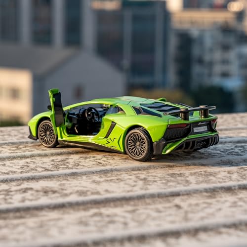 TGRCM-CZ 1/36 Scale Lamborghini Aventador LP700-4 Pull Back Toy Car, Green Zinc Alloy Model for Kids and Collectors