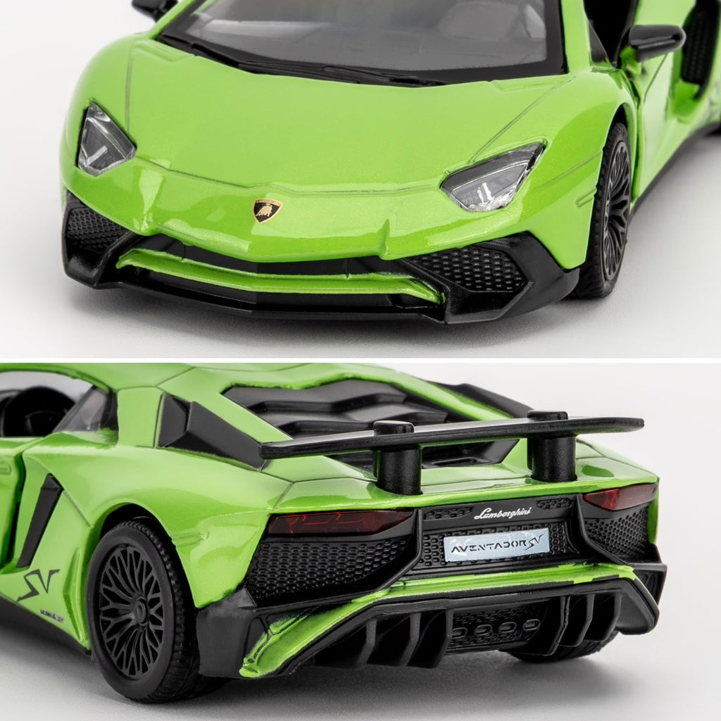 TGRCM-CZ 1/36 Scale Lamborghini Aventador LP700-4 Pull Back Toy Car, Green Zinc Alloy Model for Kids and Collectors