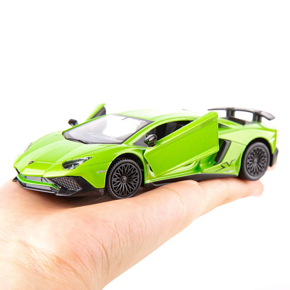 TGRCM-CZ 1/36 Scale Lamborghini Aventador LP700-4 Pull Back Toy Car, Green Zinc Alloy Model for Kids and Collectors
