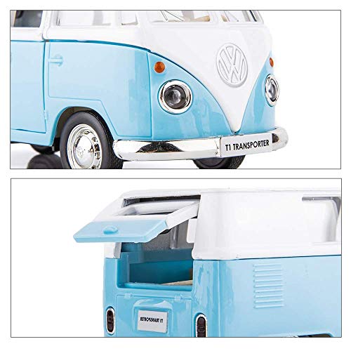 TGRCM-CZ 1:36 Scale Pull Back Bus Toy - Zinc Alloy Die Cast Model with Open Doors, Blue