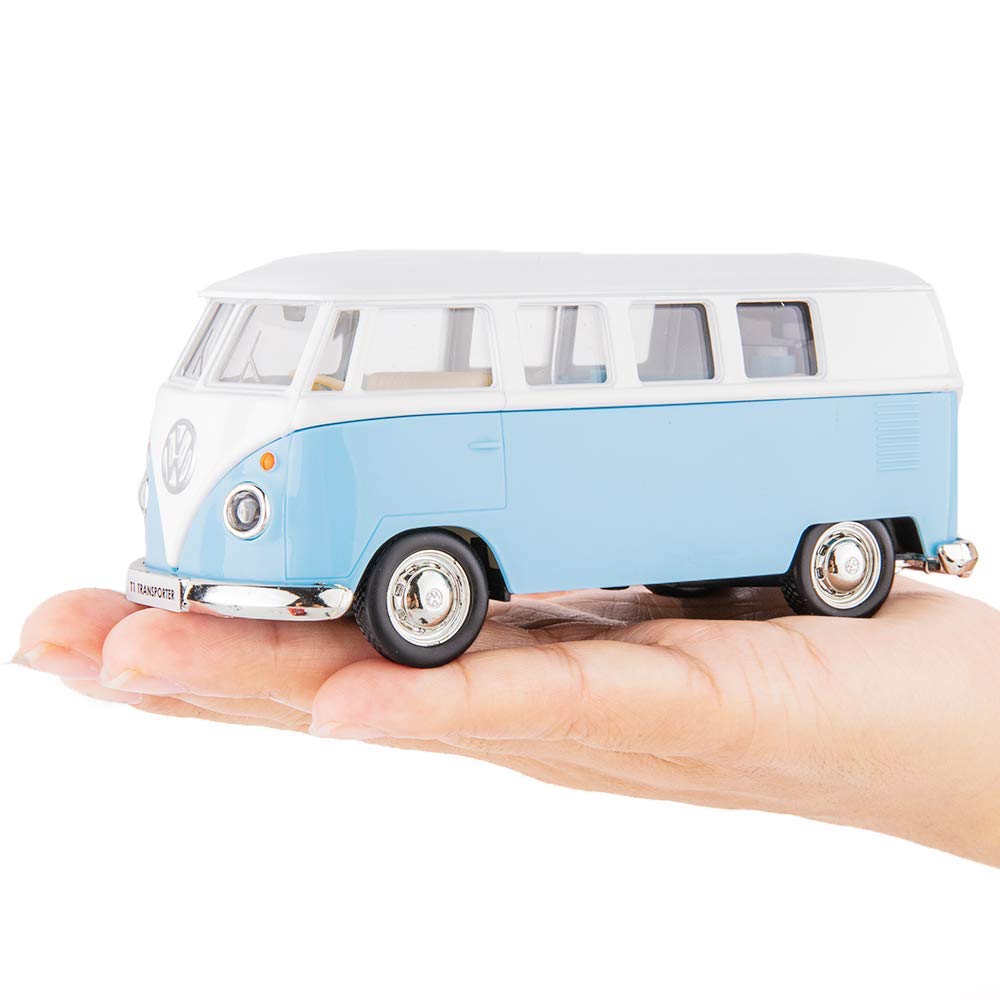 TGRCM-CZ 1:36 Scale Pull Back Bus Toy - Zinc Alloy Die Cast Model with Open Doors, Blue