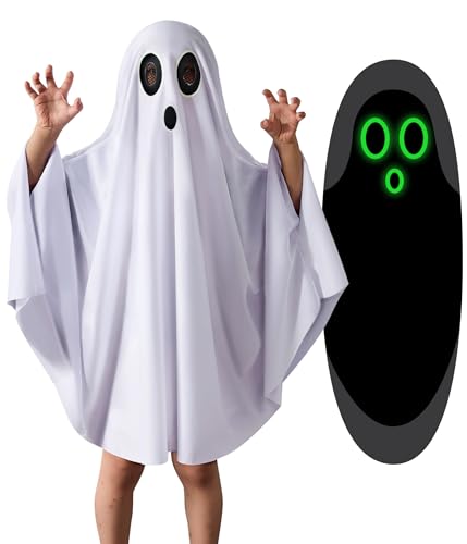 THDZS Unisex Ghost Costume – White Boo Cloak Cape for Kids Ages 3+