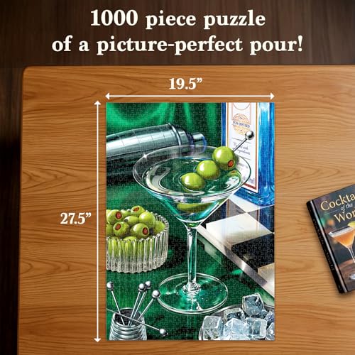 The Classic Martini 1000-Piece Jigsaw Puzzle from Gouda Games – Cocktail Art for Adults, Full-Size Poster, Finished Size 27.5x19.5 Inches