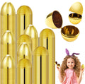 The Dreidel Company 12-Pack Shimmering Metallic Gold Easter Eggs – 2.38 Inch Hinged Plastic Eggs