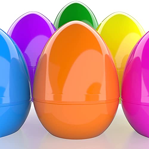 The Dreidel Company 6-Inch Jumbo Fillable Easter Eggs 6-Pack, Bright Plastic, Stands Upright, Assorted Colors