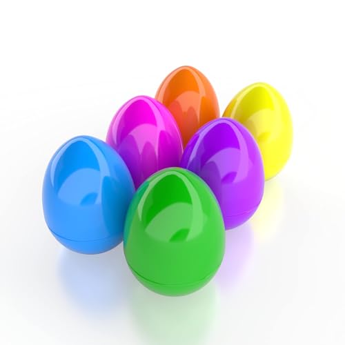 The Dreidel Company 6-Inch Jumbo Fillable Easter Eggs 6-Pack, Bright Plastic, Stands Upright, Assorted Colors