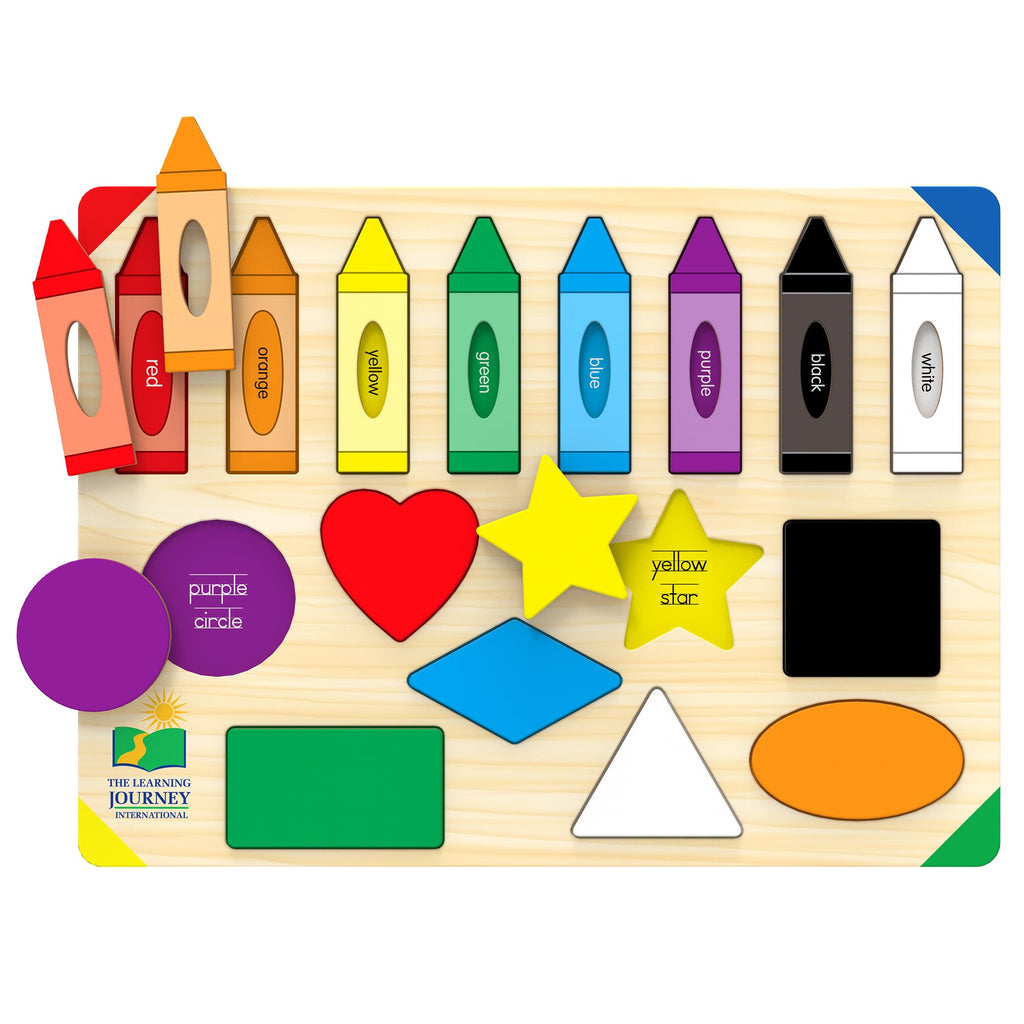 The Learning Journey Lift & Learn Puzzle Colors & Shapes – 16-Piece Preschool Educational Toy for Ages 3+