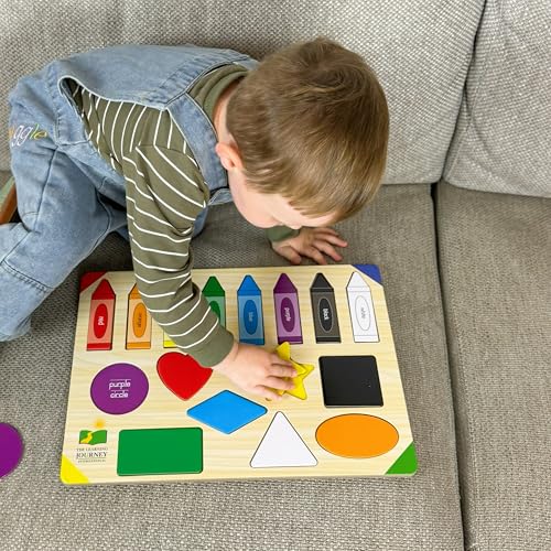 The Learning Journey Lift & Learn Puzzle Colors & Shapes – 16-Piece Preschool Educational Toy for Ages 3+