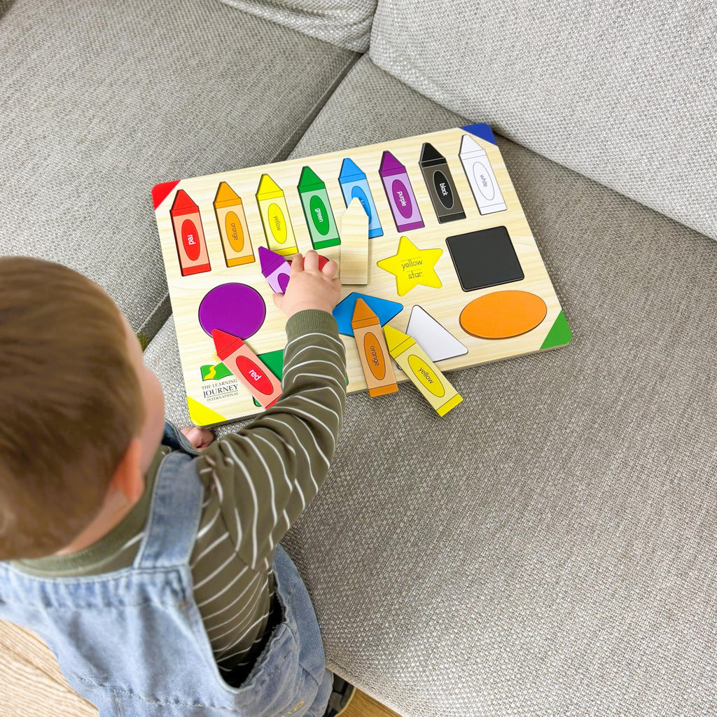 The Learning Journey Lift & Learn Puzzle Colors & Shapes – 16-Piece Preschool Educational Toy for Ages 3+