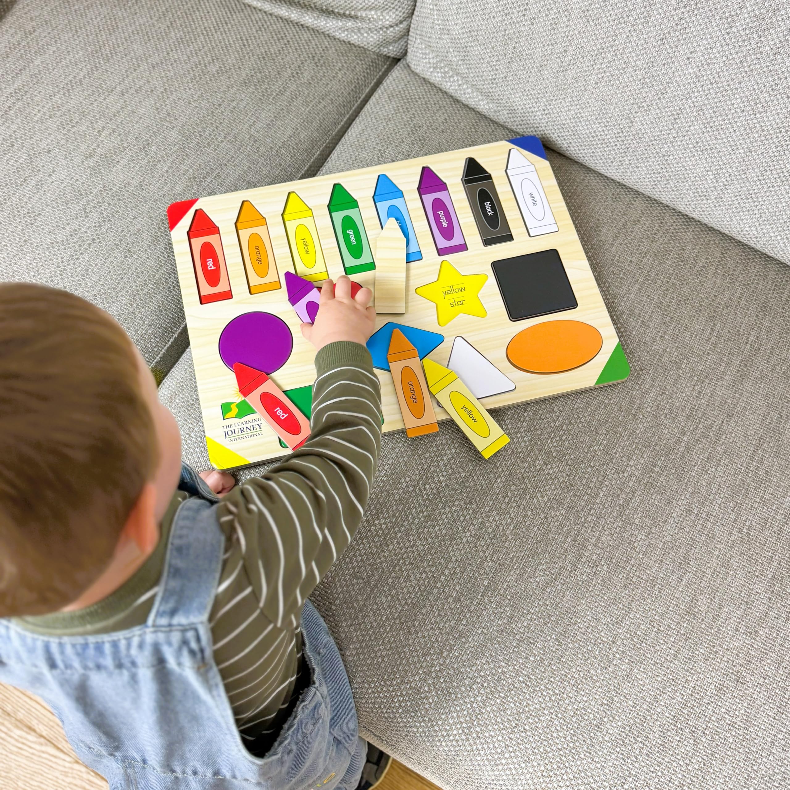 The Learning Journey Lift & Learn Puzzle Colors & Shapes – 16-Piece Preschool Educational Toy for Ages 3+