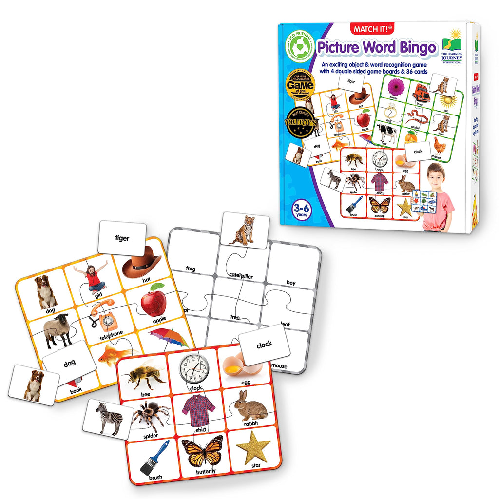 The Learning Journey Match It! Picture Word Bingo - Reading Game for Kids Ages 3-6, 36 Cards