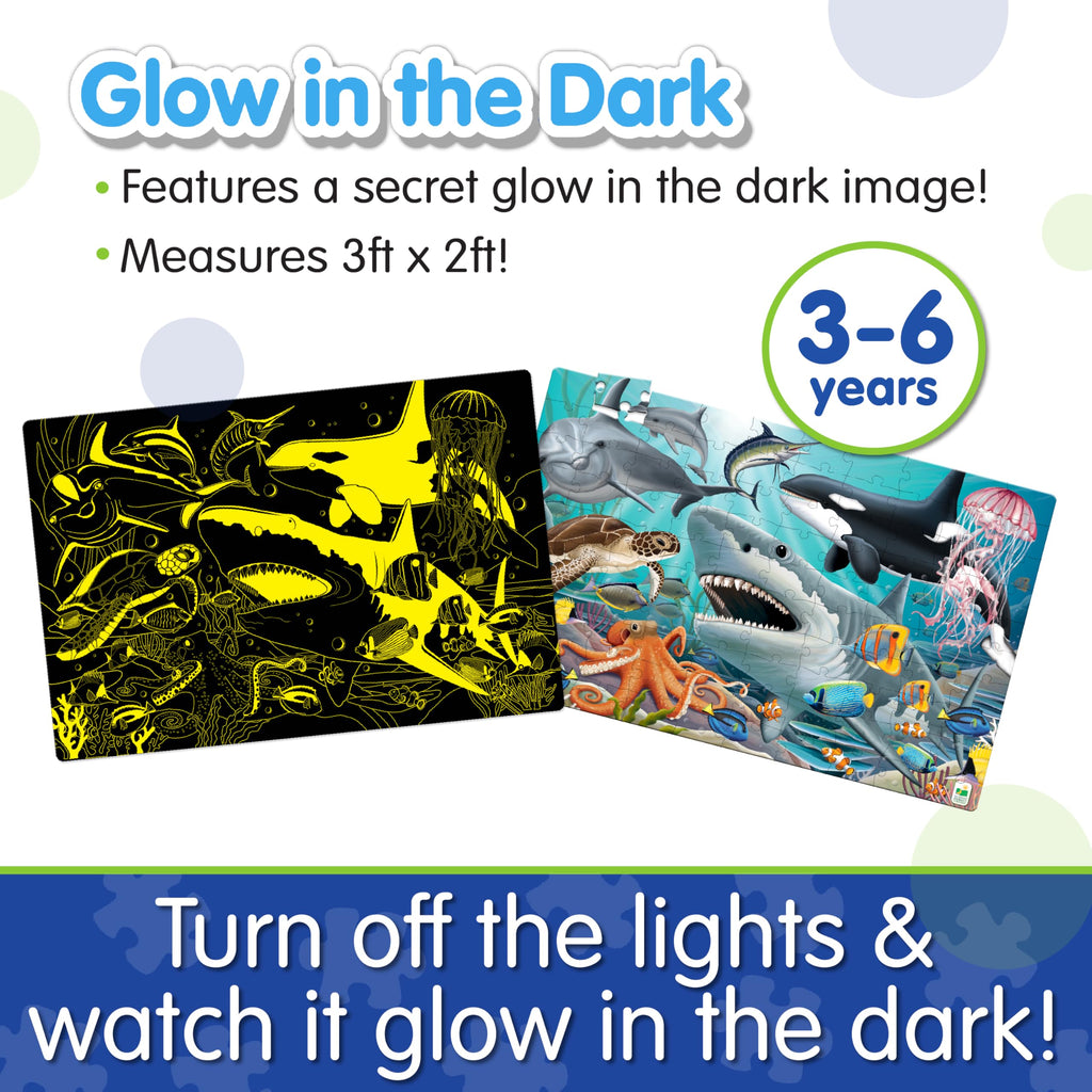 The Learning Journey Puzzle Doubles Glow in the Dark - Sea Life - 100 Piece Giant Ocean Puzzle for Kids Ages 3+