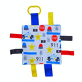 The Learning Lovey 8x8 Inch Police Blue Line Sensory Tag Toy with Crinkle Paper and Stroller Clip