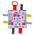 The Learning Lovey Fire Lovey Tag Toy – 8x8 Crinkle Sensory Blanket for Babies