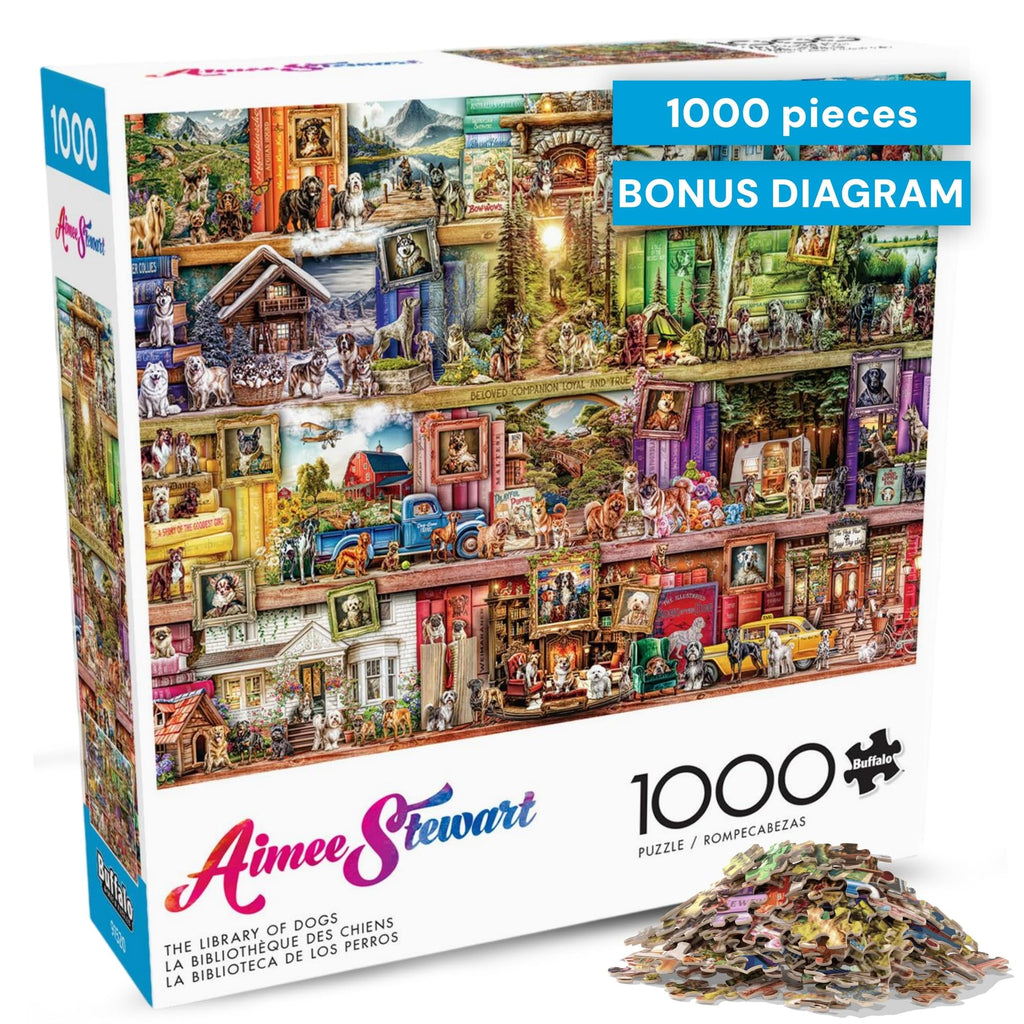The Library of Dogs 1000 Piece Puzzle – Buffalo Games, Aimee Stewart