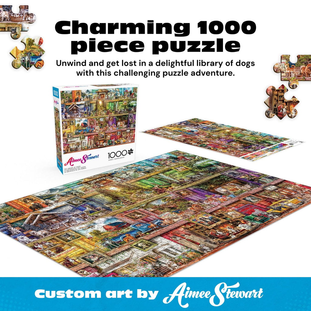 The Library of Dogs 1000 Piece Puzzle – Buffalo Games, Aimee Stewart