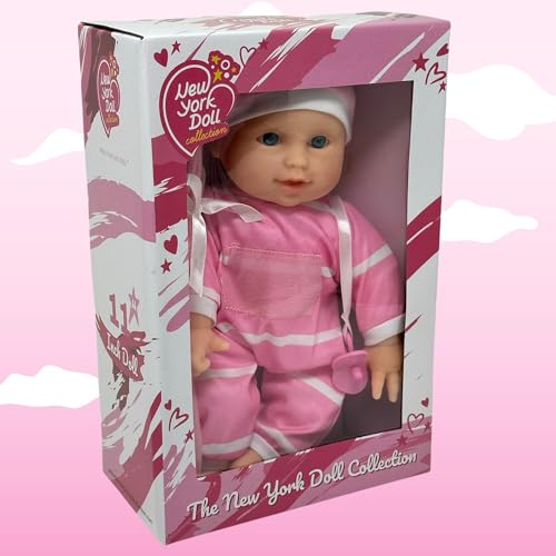 The New York Doll Collection 11 Inch Soft Body Baby Doll with Pacifier – Caucasian, Gift Box
