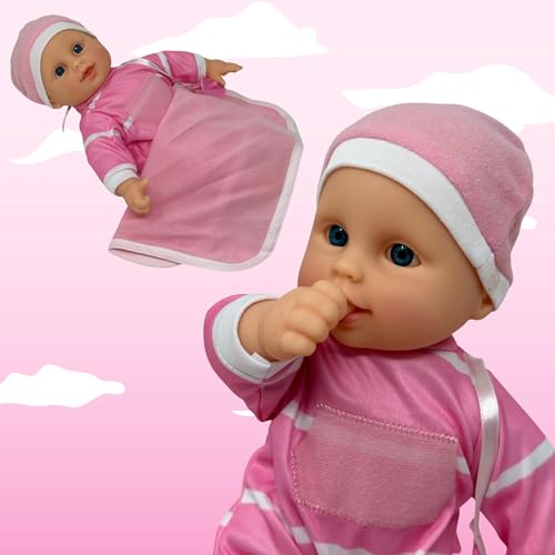 The New York Doll Collection 11 Inch Soft Body Baby Doll with Pacifier – Caucasian, Gift Box