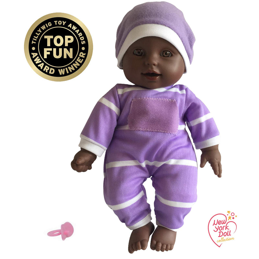 The New York Doll Collection 11" Soft Body Baby Doll with Pacifier - African American