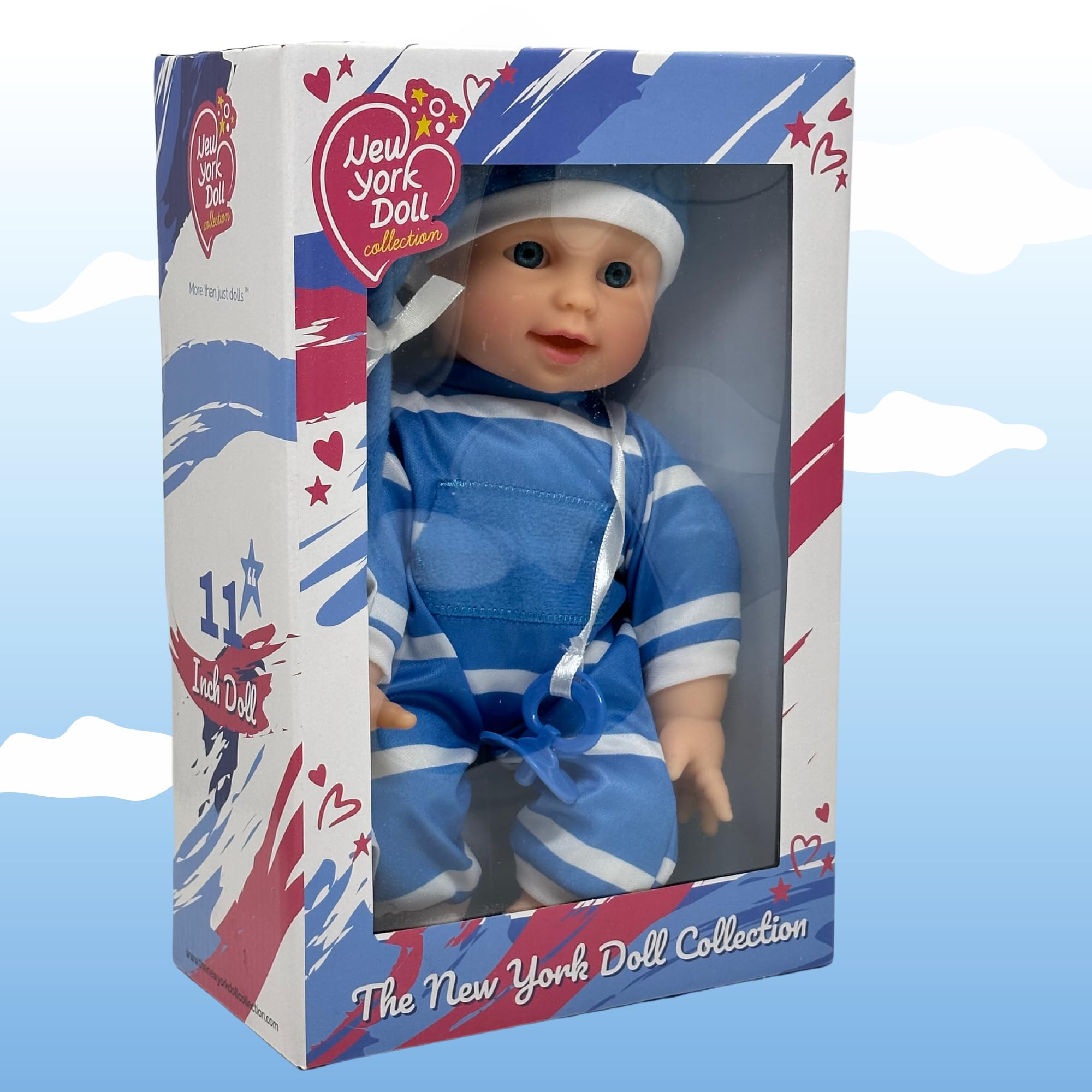 The New York Doll Collection 11" Soft Body Baby Doll with Pacifier - Gift Box Edition