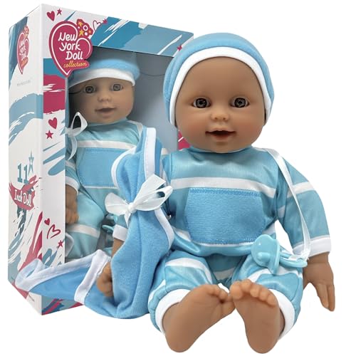 The New York Doll Collection 11" Soft Body Baby Doll with Pacifier – Caucasian Doll in Gift Box