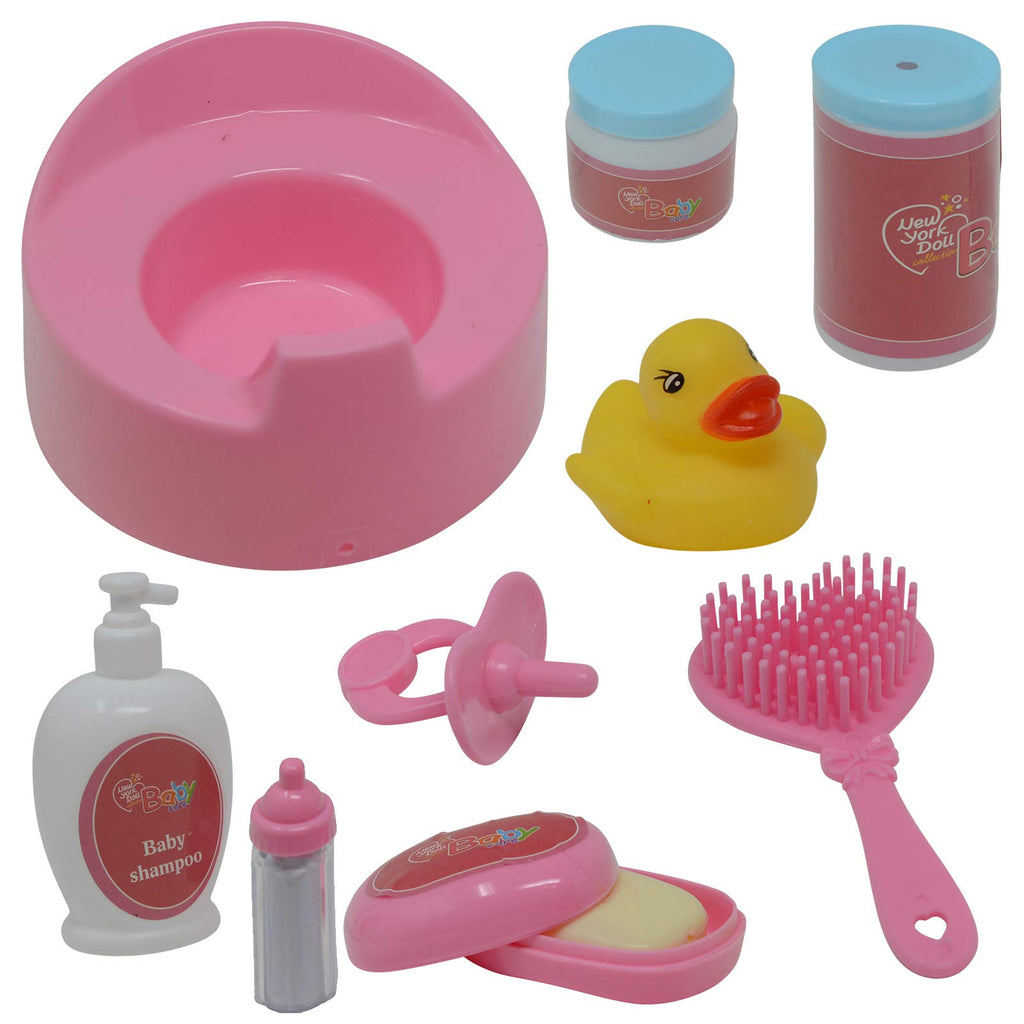 The New York Doll Collection Baby Doll Feeding & Caring Accessory Set with Zippered Carrying Case