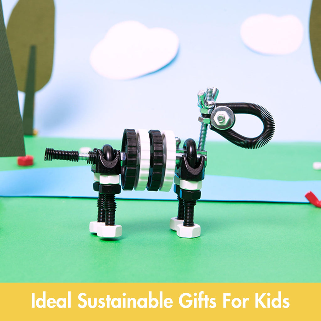 The Off Bits Black Zebra Erector Set – Animal Mini STEM Building Toy for Kids 6+ with Nuts & Bolts