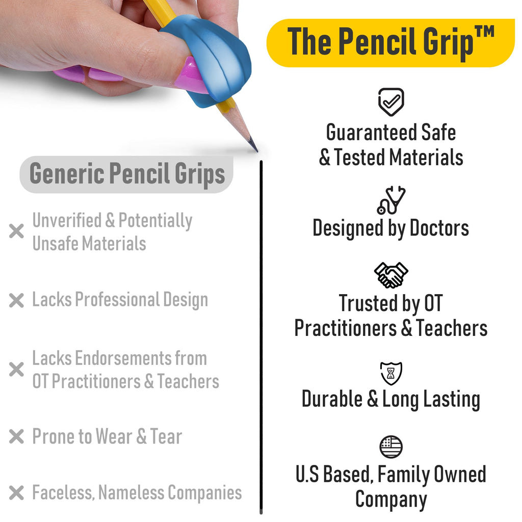 The Pencil Grip Crossover Grips, Metallic Colors - Ergonomic Pencil Holders for Right and Left Handed, 6 Count