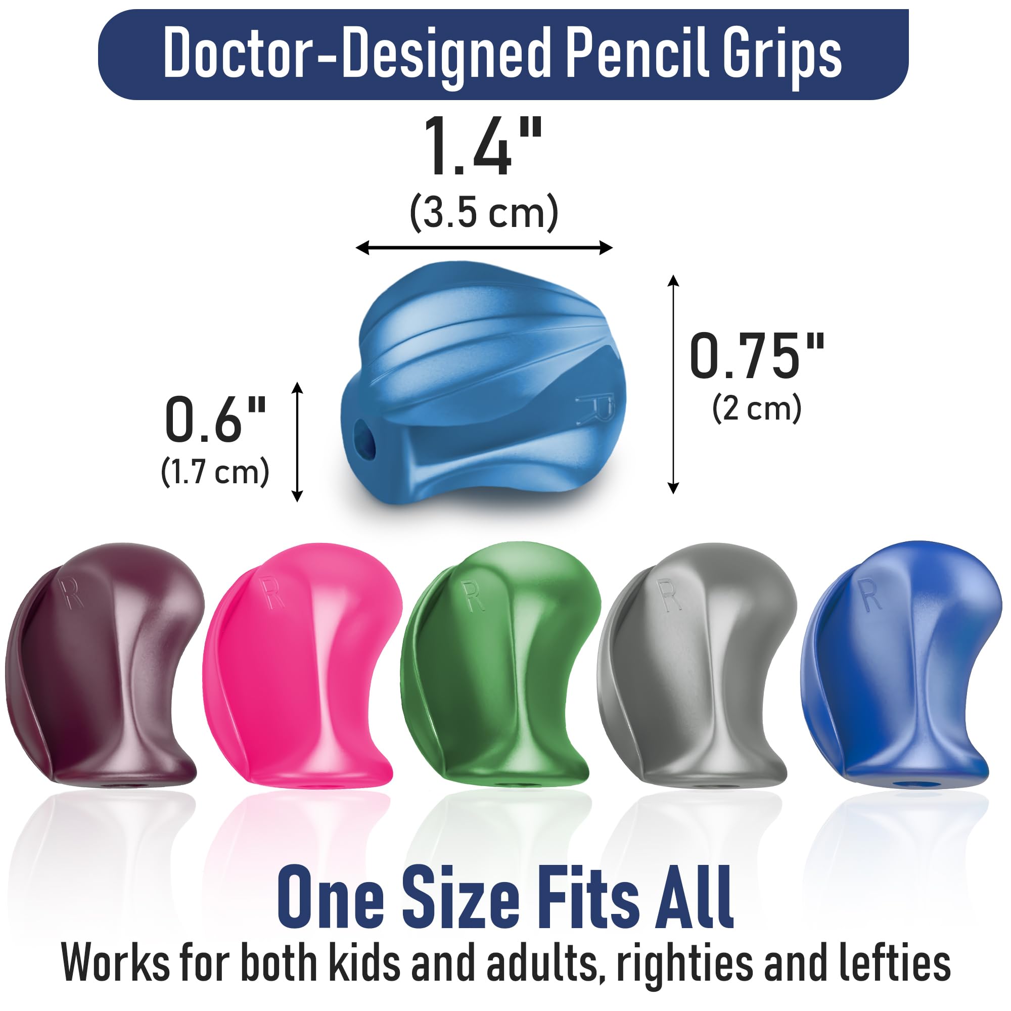 The Pencil Grip Crossover Grips, Metallic Colors - Ergonomic Pencil Holders for Right and Left Handed, 6 Count